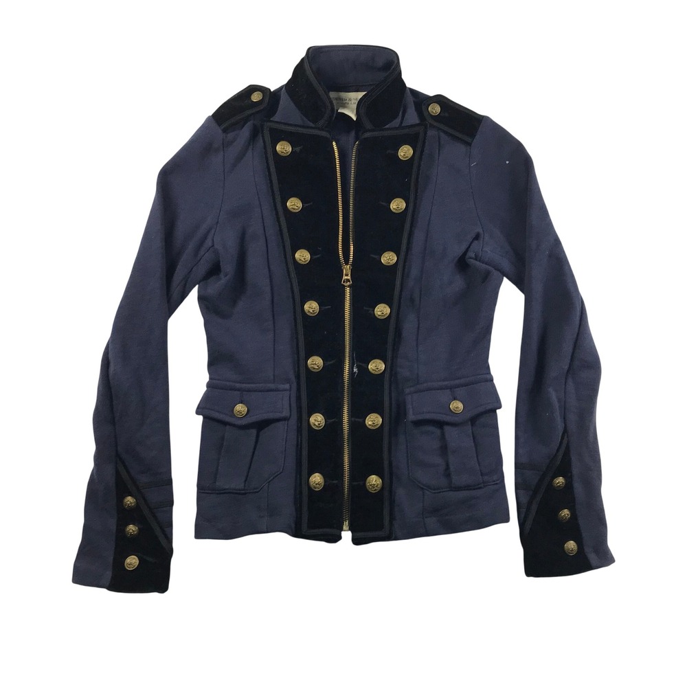 Denim & Supply Ralph Lauren Military Band Jacket Navy Velvet Gold Button XS